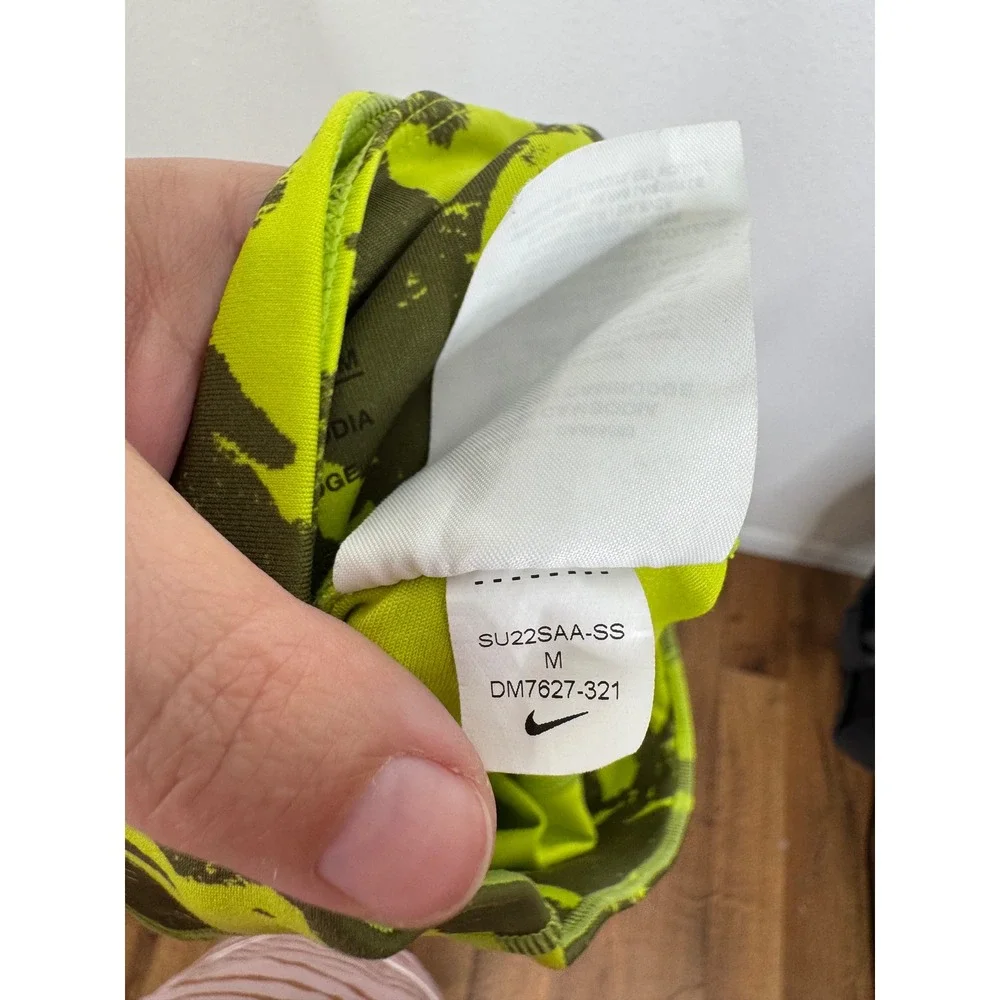 Nike Dri-FIT Womens High Waisted Biker Shorts Green Abstract Print DM7627-321